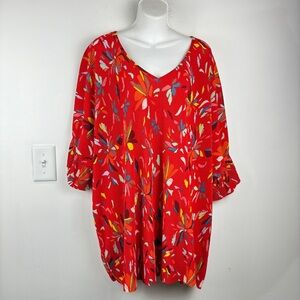 Addition Elle Red Floral Blouse